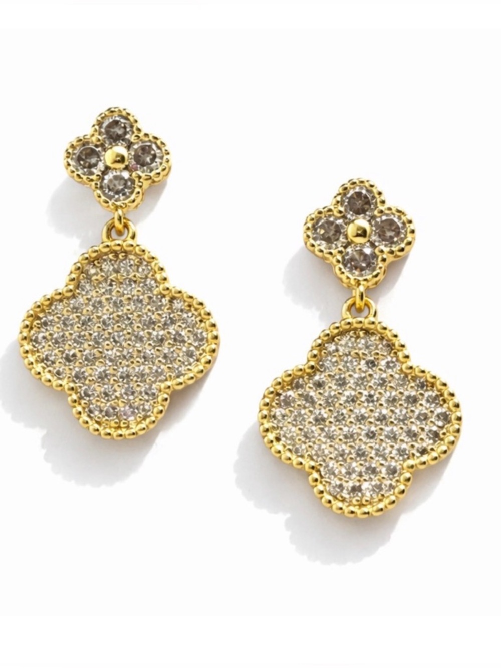 Pavé Clover Drop Earrings - Women Jewelry